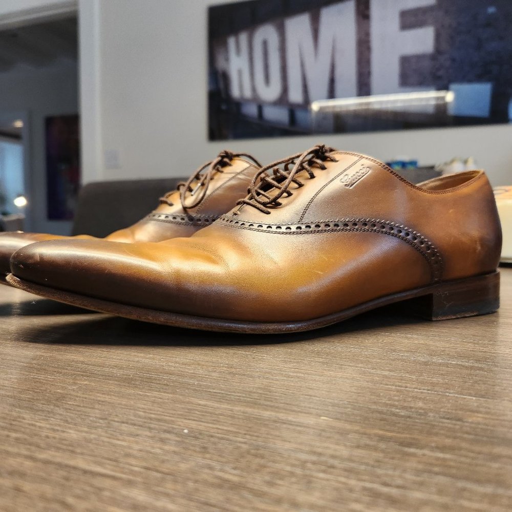 Gucci Men's Shoes Brown Cuir Lace Up Size 10 (10.5 US)